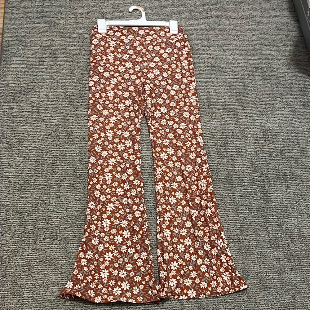 NOBO Floral Boot Cut Pants - Brown and White